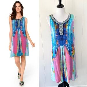 Desigual Madrid Dress Beaded Sleeveless Boho Dress Women 42 / US M Crepe Hippie